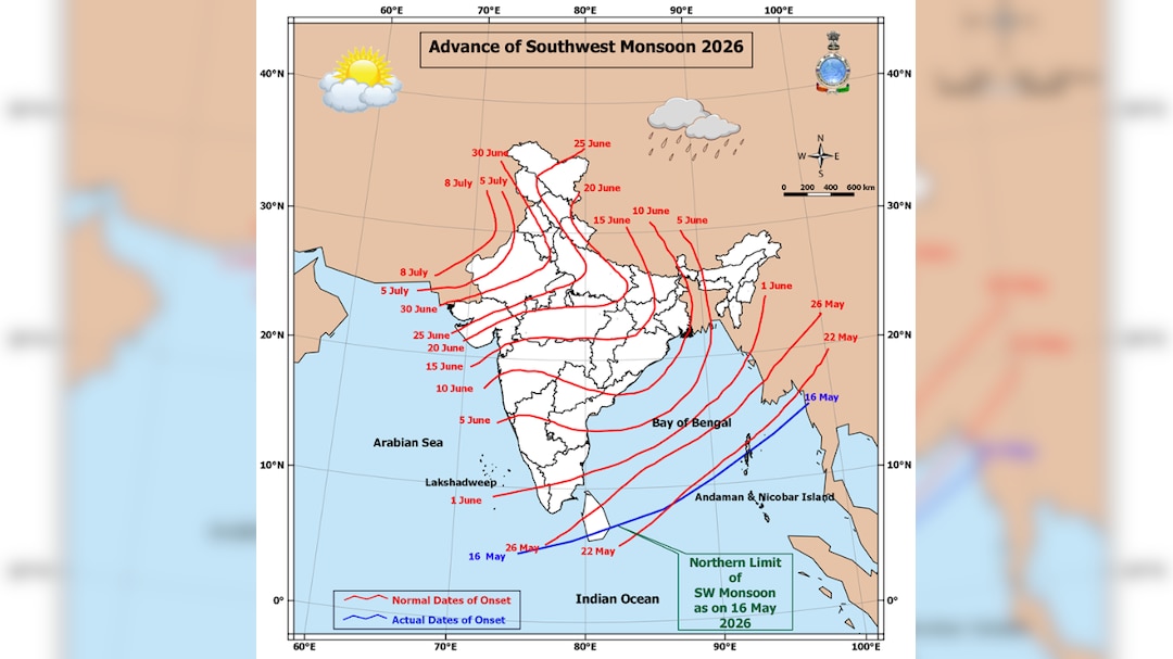 IMD: Southwest Monsoon Advances Early Into Arabian Sea, Bay of Bengal, Andaman & Nicobar On May 16