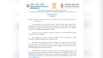 CUET UG 2026 Admit Card OUT For May 31 Exams: Check Direct Link And Steps To Download