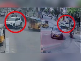 Car Crashes Into Tiffin Centre After Hitting Multiple Vehicles In Hyderabad