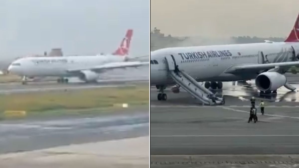 Video: Turkish Airlines Plane Tyre Catches Fire During Landing In Nepal