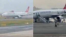 Video: Turkish Airlines Plane Tyre Catches Fire During Landing In Nepal