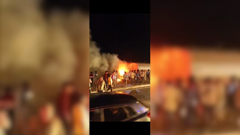 4 Dead, 10 Injured As Bus Catches Fire After Tanker Collision In Gujarat