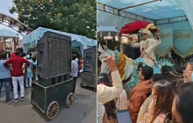 VIDEO: भीषण गर्मी में निकली &lsquo;कूलर वाली बारात&rsquo;, ठंडी हवा में दूल्हे के साथ झूमे बाराती