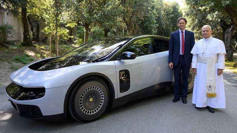 Watch: Pope Leo XIV Checks Out Ferrari's Controversial Luce Electric Car