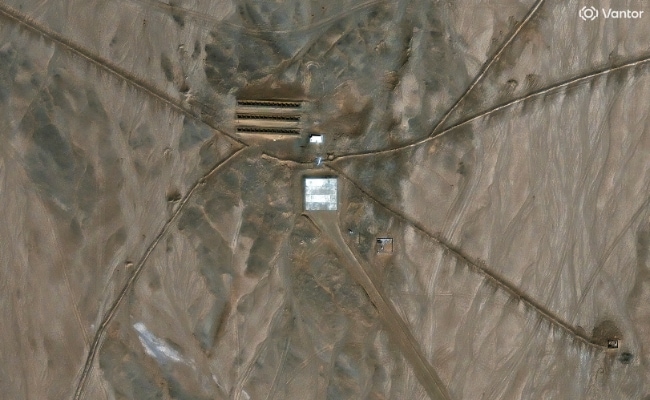 A satellite image shows what security analysts say is a launch pad that is part of two isolated desert networks linked by roads and possible communications conduits, in the Xinjiang Uyghur Autonomous Region, China, April 28, 2026 A satellite image shows what security analysts say is a launch pad that is part of two isolated desert networks linked by roads and possible communications conduits, in the Xinjiang Uyghur Autonomous Region, China, April 28, 2026