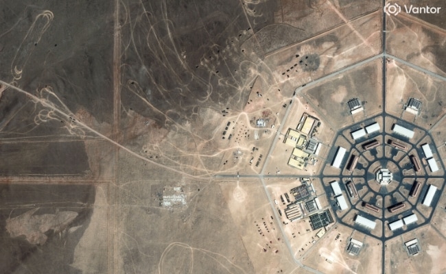 A satellite image shows military activity underway at the edge of the Xinjiang octagon-shaped installation, in the Xinjiang Uyghur Autonomous Region, China, May 11, 2026 A satellite image shows military activity underway at the edge of the Xinjiang octagon-shaped installation, in the Xinjiang Uyghur Autonomous Region, China, May 11, 2026