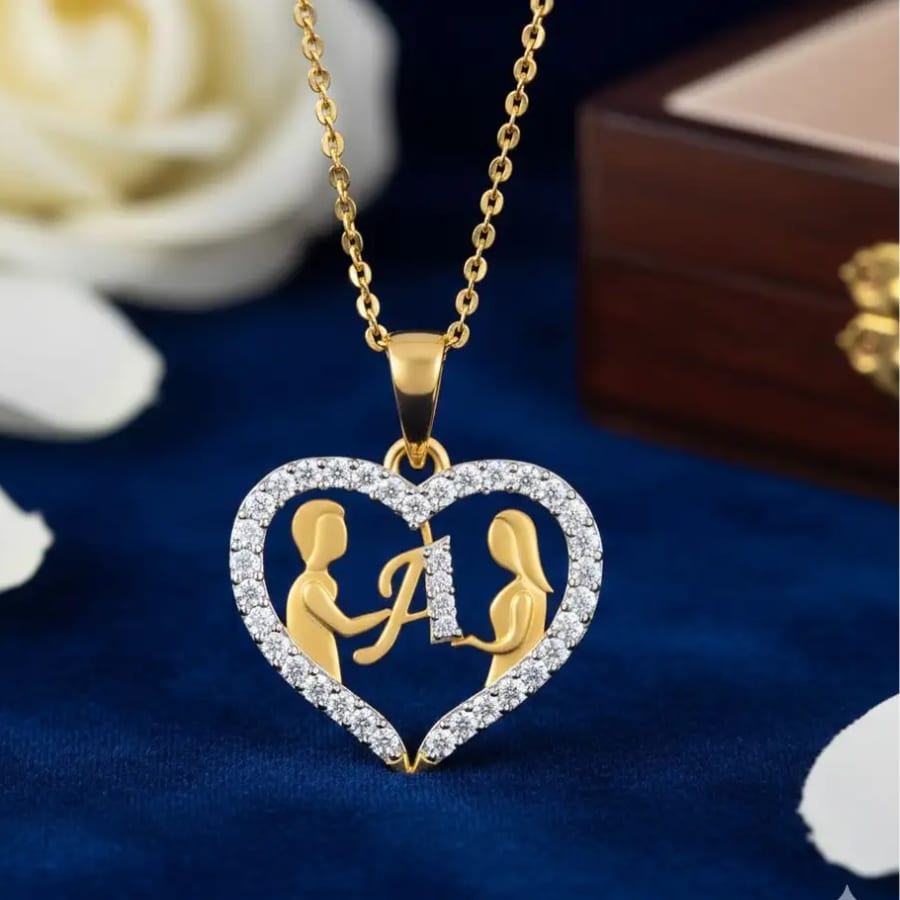 Click here to buy: Kanak Jewels Couple Pendant "A" Letter Gold Plated Valentine Latest Couples Chain Click here to buy: Kanak Jewels Couple Pendant "A" Letter Gold Plated Valentine Latest Couples Chain