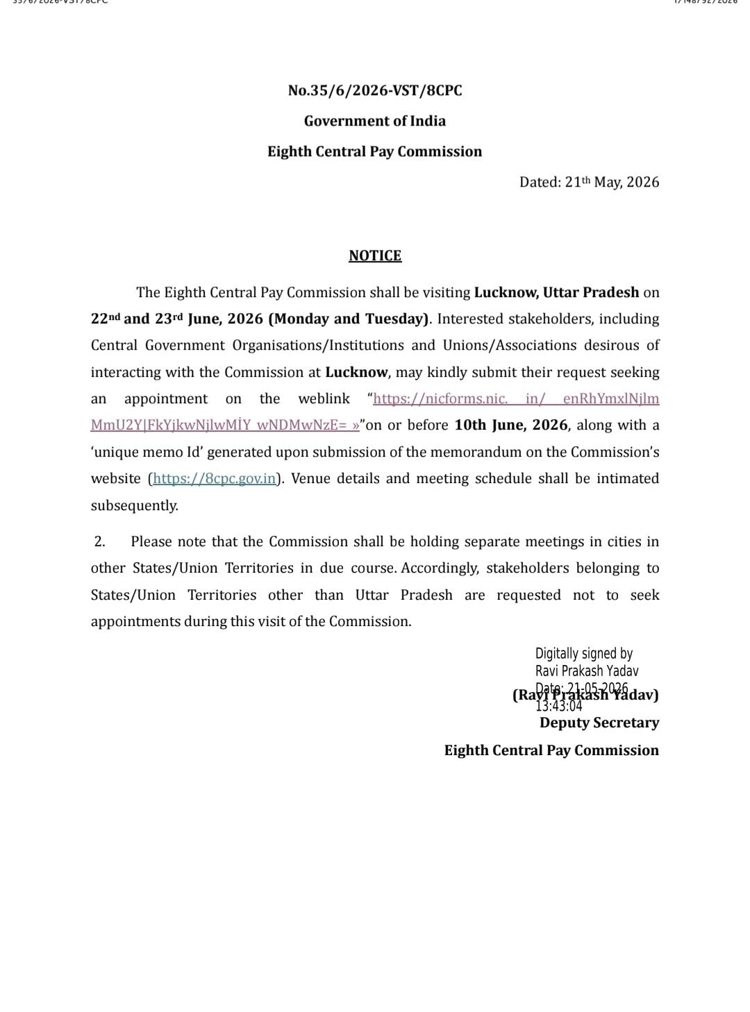 8th Pay Commission Update