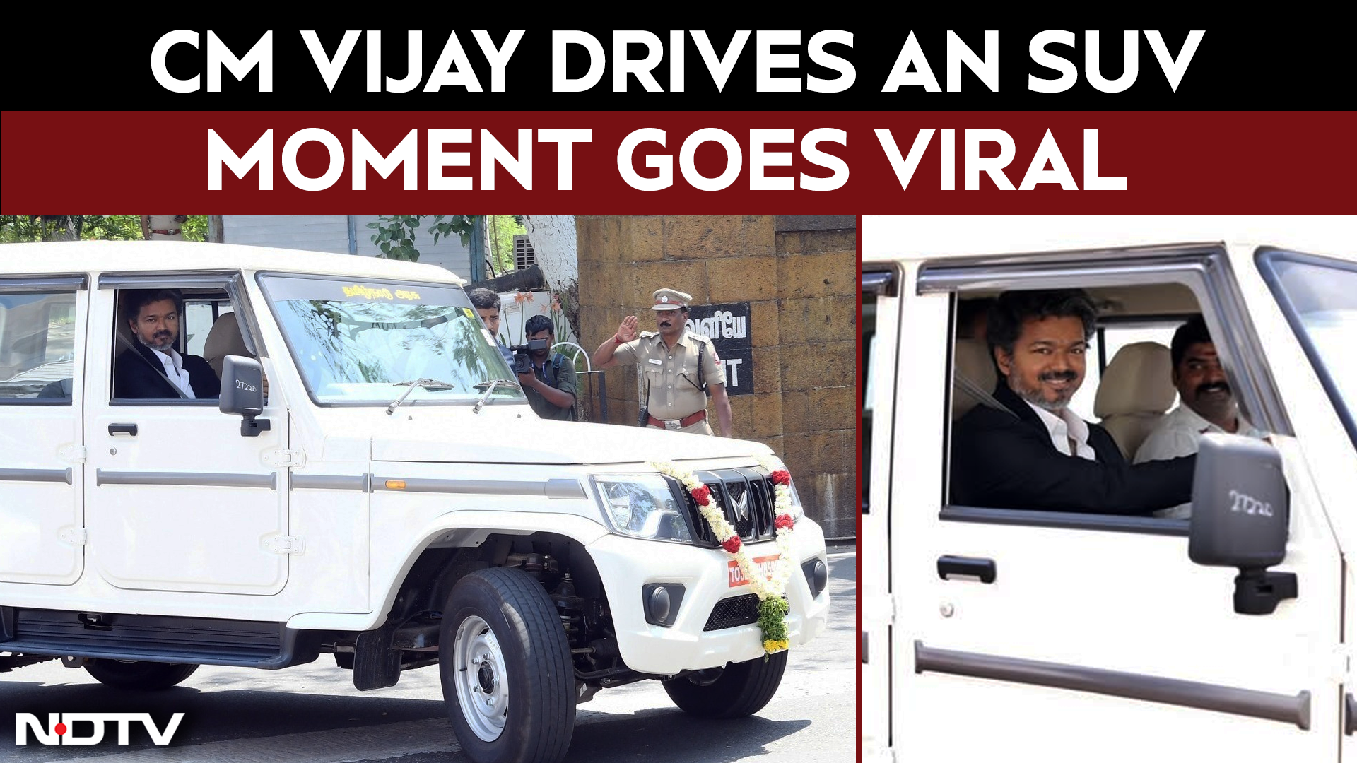 CM Vijay Drives Off In An SUV As He Flags Off 400 Vehicles For Health Department