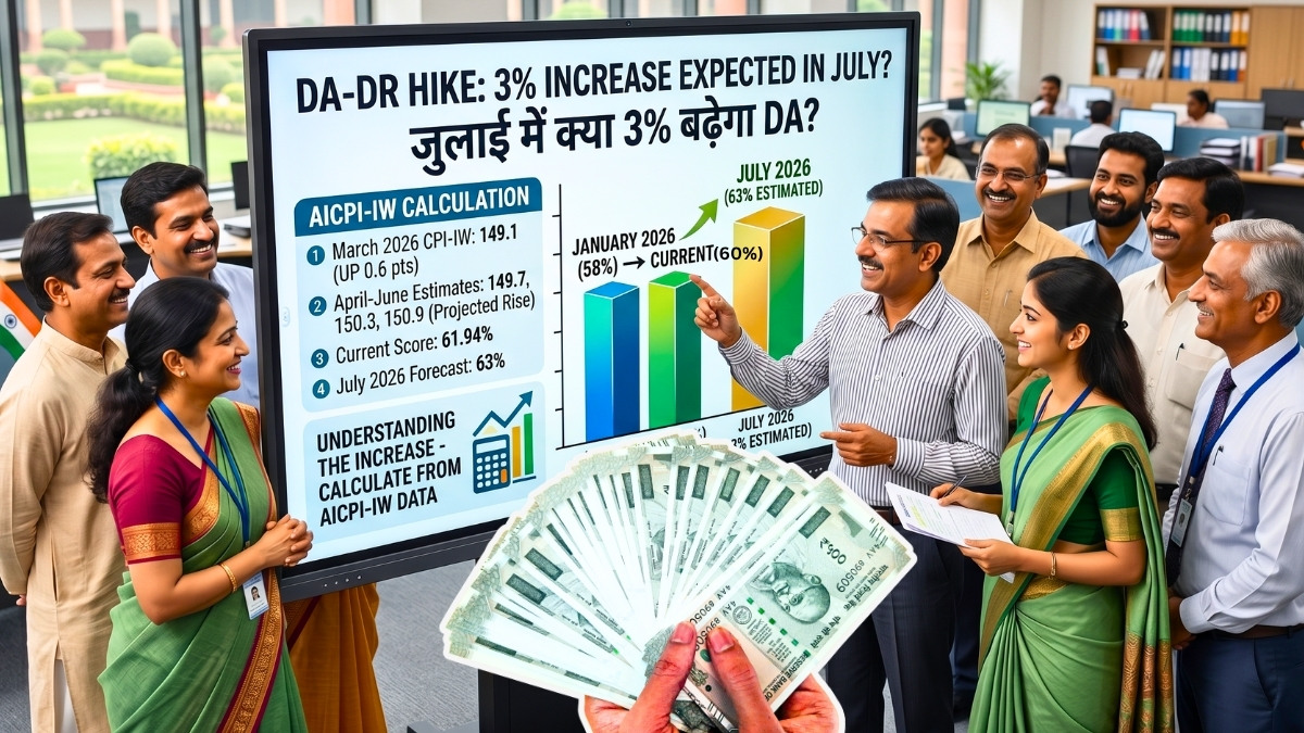 DA Hike: जुलाई में 3% बढ़ सकता है DA, 60 से 63% हो जाएगा महंगाई भत्ता? AICPI-IW कैलकुलेशन से समझें