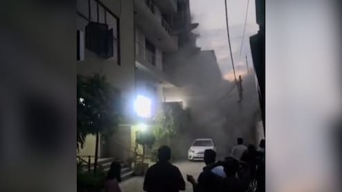 Video: Moment South Delhi Building Collapsed Like A House Of Cards