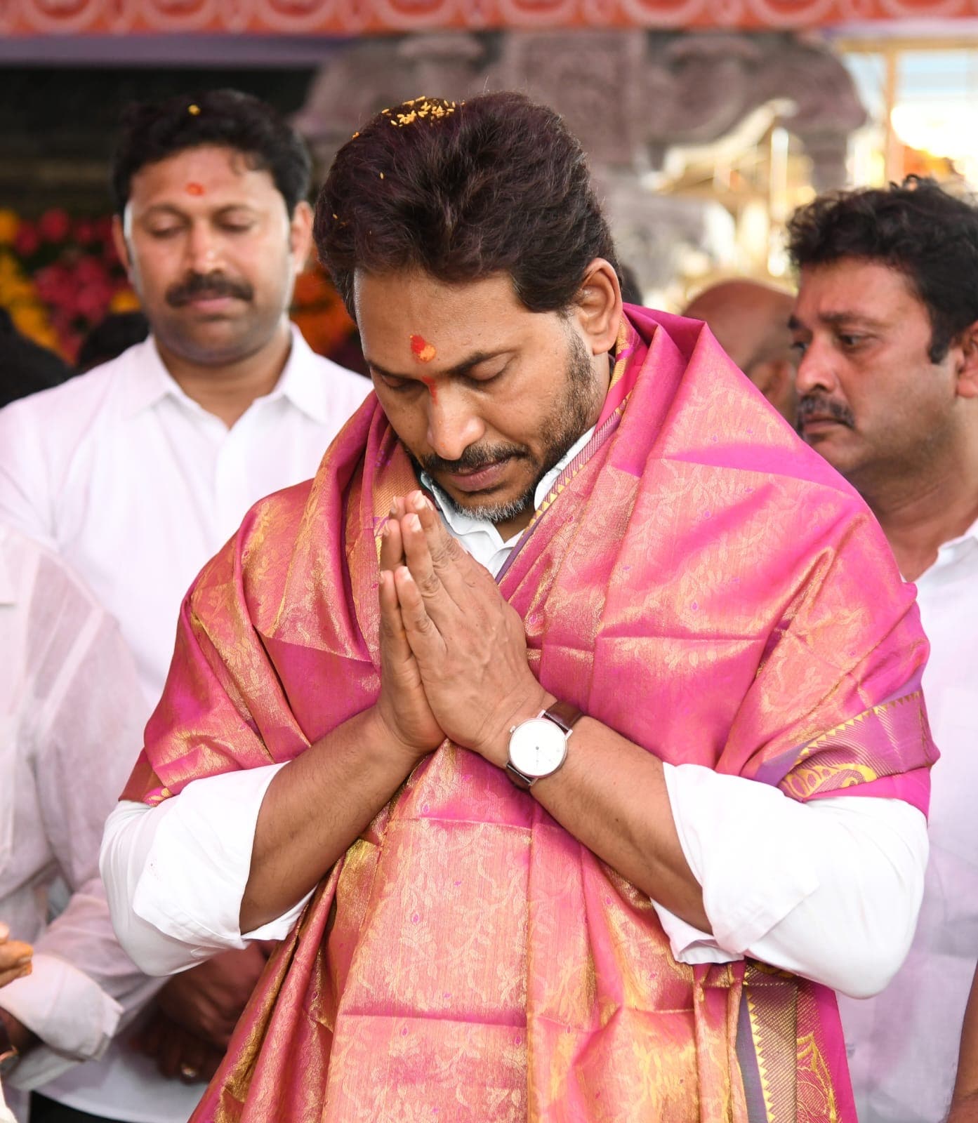 Jagan Mohan Reddy took part in the inauguration of the newly built Gattu Sri Lakshmi Narasimha Swamy Temple.