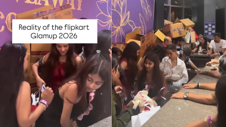 Flipkart Glam Up Event Turns Chaotic As Influencers Fight Over Gift Hampers | Watch Viral Video