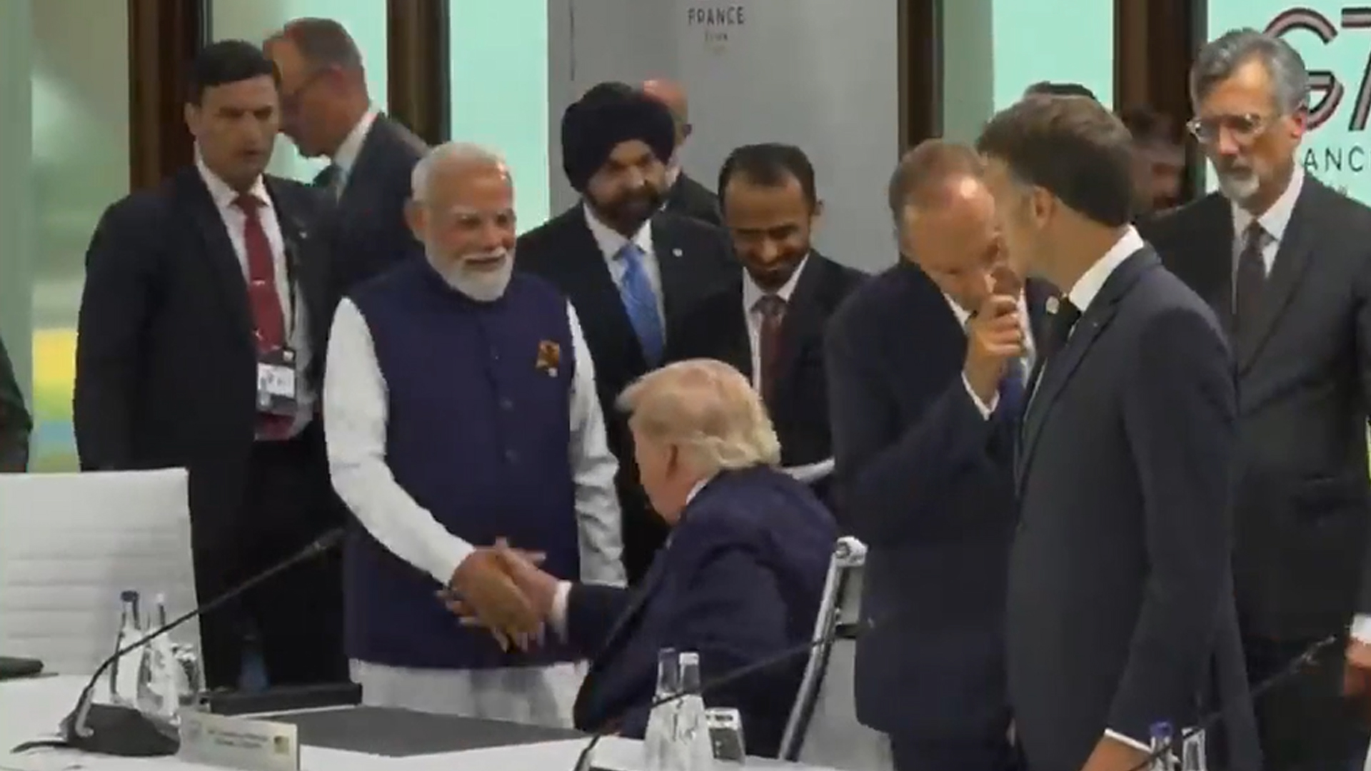 PM Modi-Trump Handshake In France As World Leaders Gather For G7 Summit