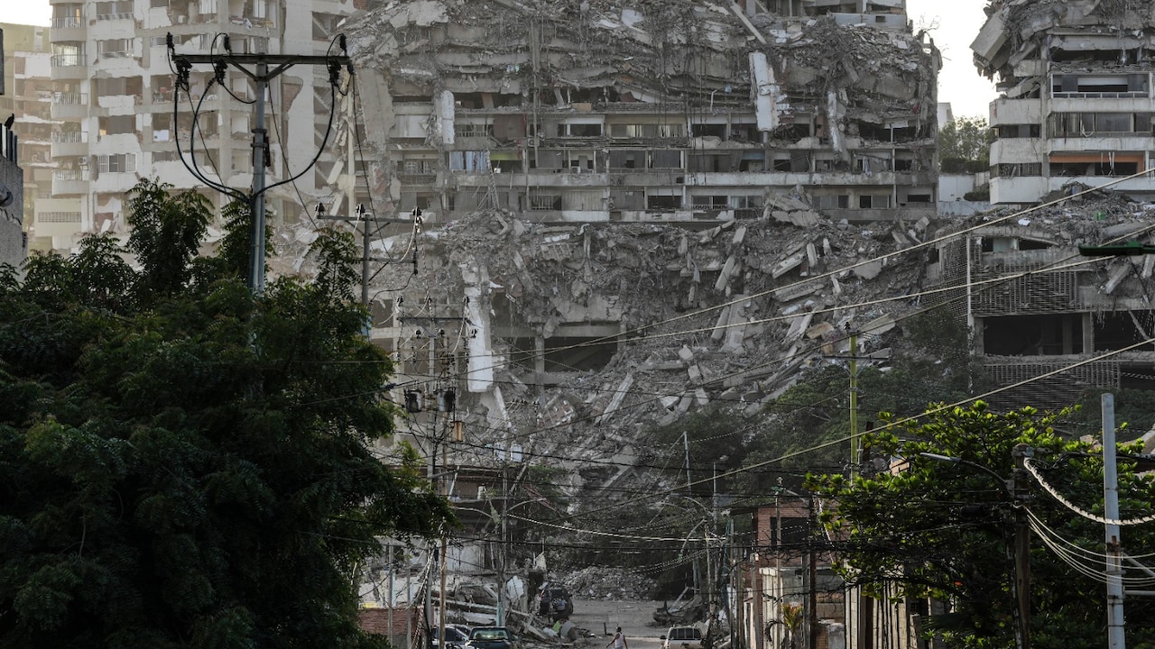 Buildings destroyed by twin earthquakes stand in La Guaira, Venezuela. June 27, 2026.