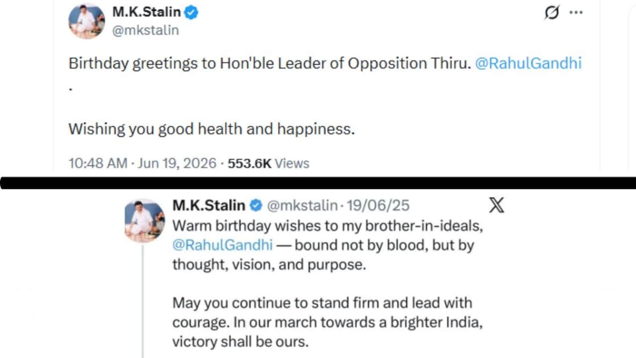 MK Stalins birthday wishes to Rahul Gandhi in 2025 and now 