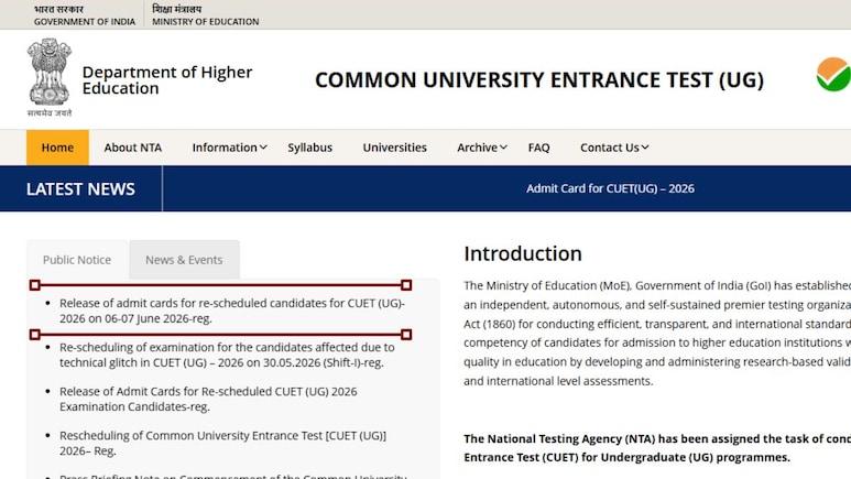 CUET UG 2026 Admit Card Out For Rescheduled Exams On June 6 And 7: Direct Link Here