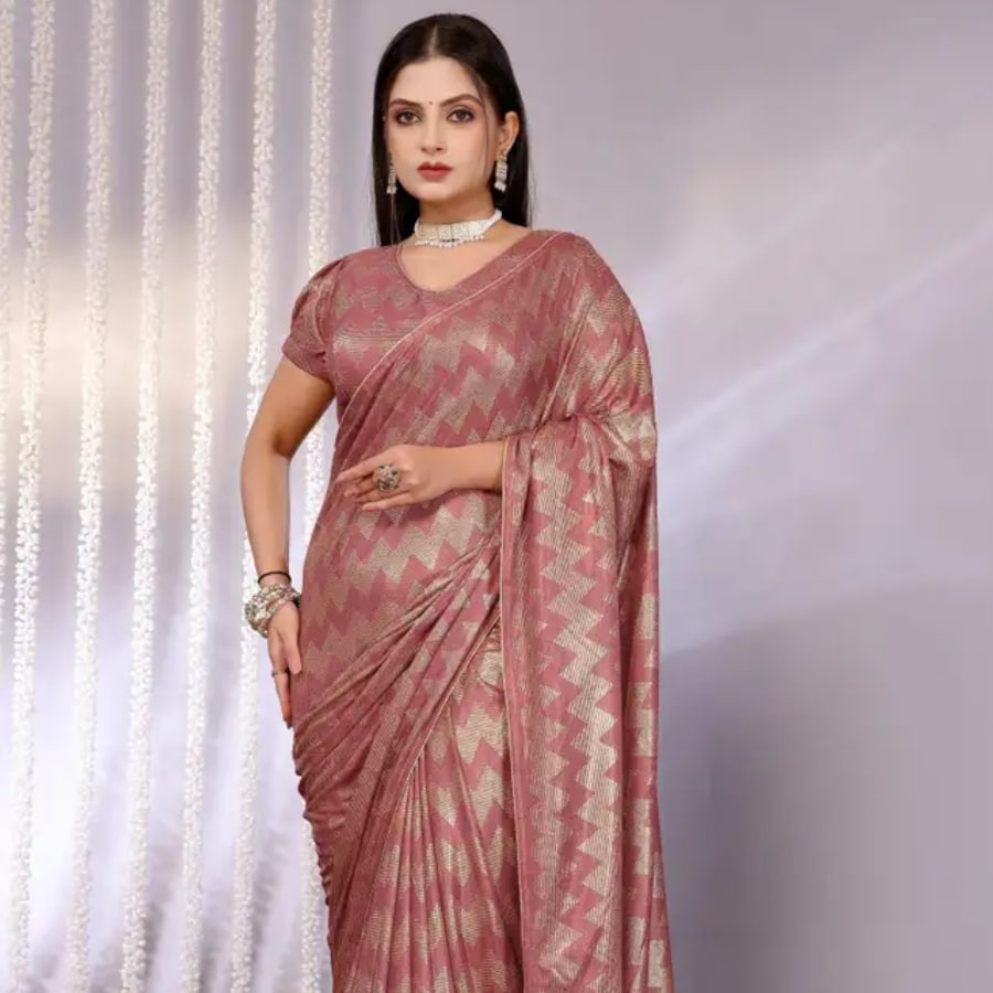 Click here to buy: VIVIATRENDZ Woven Bollywood Lycra Blend Saree (Red)