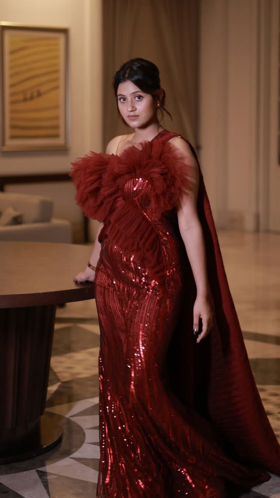 Anjali Arora Turns Heads In Dazzling Red Evening Gown