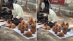 सड़क किनारे बैठा ये कलाकार कर रहा कमाल, नारियल के खोल से बना देता है हाथी-कछुआ, लोग पूछ रहे-आखिर मिलता कहां है