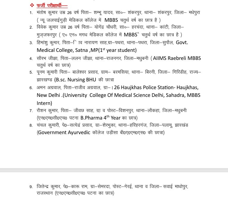 दूसरे की जगह बैठने वाले फर्जी अभ्यर्थी दूसरे की जगह बैठने वाले फर्जी अभ्यर्थी