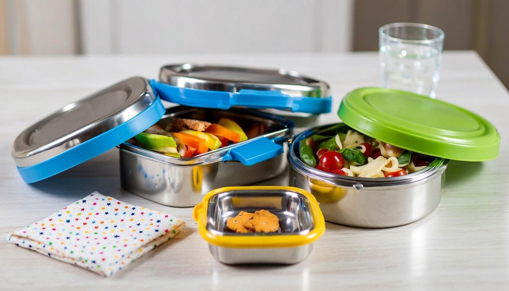 Keep school lunches fresh and organized with these durable, leak-proof stainless steel meal containers. Keep school lunches fresh and organized with these durable, leak-proof stainless steel meal containers.