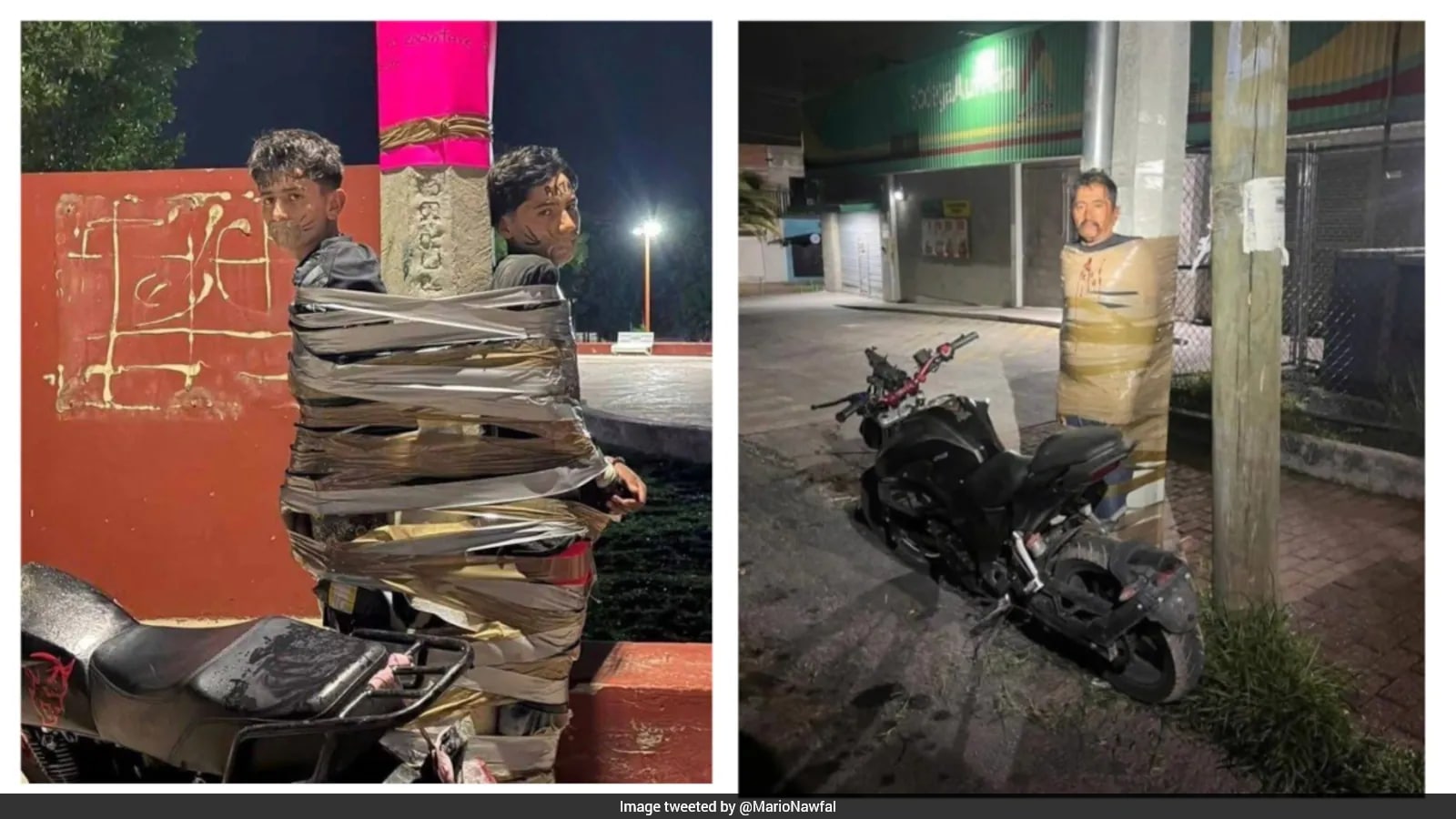 Vigilante in Mexico Duct-Tapes Suspected Thieves to Poles; Police Search Underway