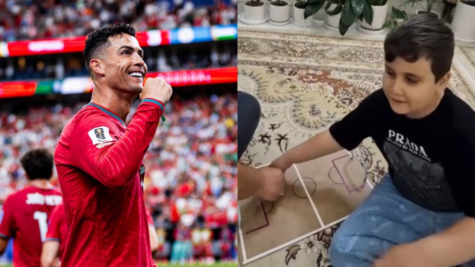 Father Helps Visually Impaired Son 'Experience' Cristiano Ronaldo's Goal Against Uzbekistan In World Cup - Video