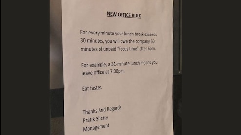 Lunch में 1 मिनट लेट हुए तो 1 घंटा ज्यादा काम, ऑफिस के अजीब नियम पर भड़के लोग, वायरल नोटिस पर उठे सवाल