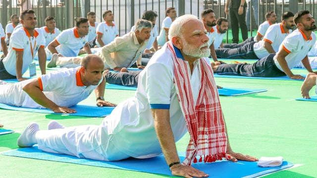 PM Narendra Modi practises yoga