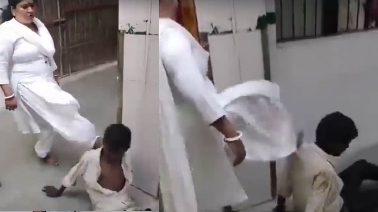 अस्पताल में मह‍िला कर्मी ने मानसिक बीमार व्यक्ति को 39 सेकेंड में 10 बार मारी लात, VIDEO वायरल