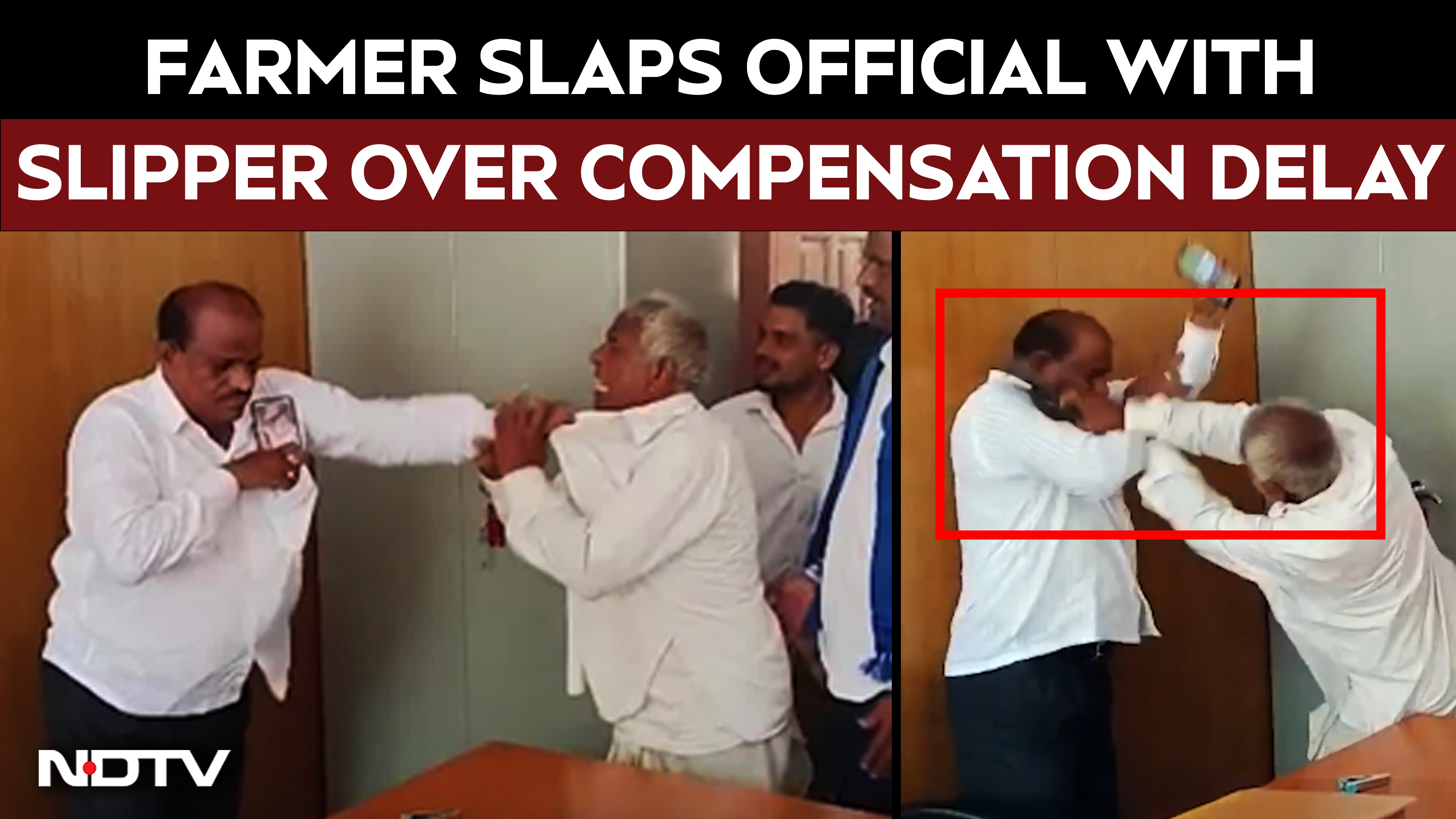 Karnataka | Farmer Slaps Official With Slipper Over Compensation Delay In Karnataka's Bagalkot