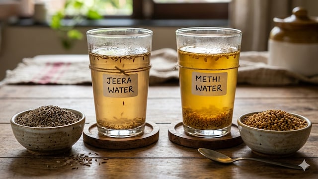 Jeera water and methi water should be consumed in moderation to help with reducing belly fat