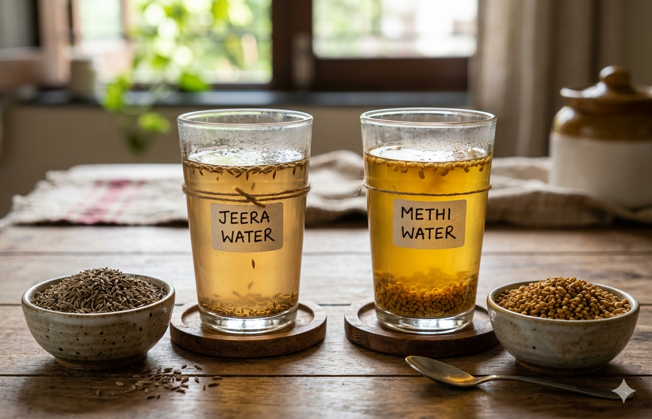 Jeera water and methi water should be consumed in moderation to help with reducing belly fat