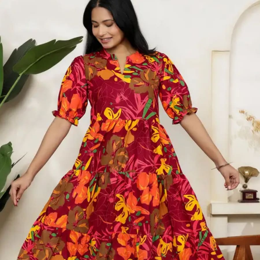 Click to buy: Presha Women Fit and Flare Multicolor Dress Click to buy: Presha Women Fit and Flare Multicolor Dress