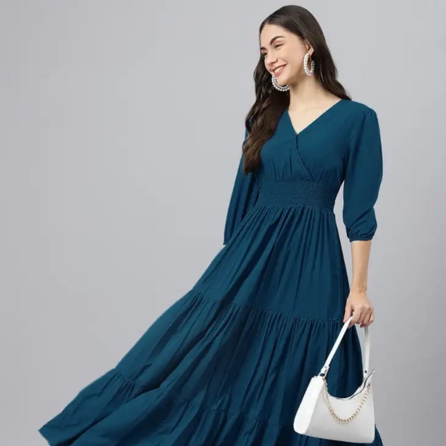 Click here to buy: Raiyani Enterpise Women Maxi Blue Dress Click here to buy: Raiyani Enterpise Women Maxi Blue Dress