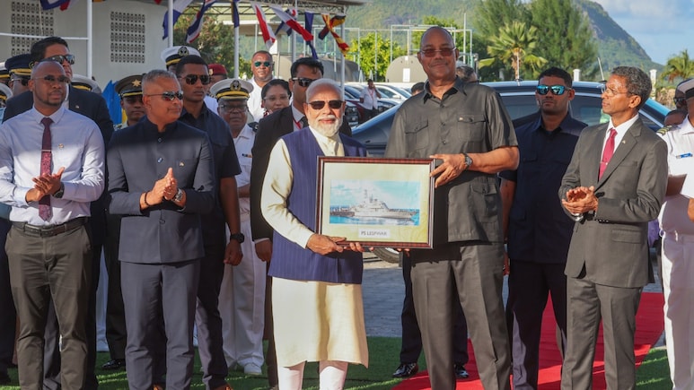 PM Modi Hands Over 'Made In India' Patrol Vessel PS LESPWAR To Seychelles Coast Guard