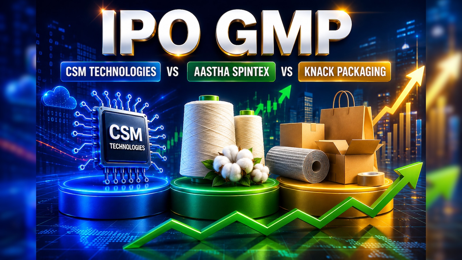 IPO GMP Today: CSM Technologies Vs Aastha Spintex Vs Knack Packaging: Which IPO Could Deliver The Highest Listing Gain?