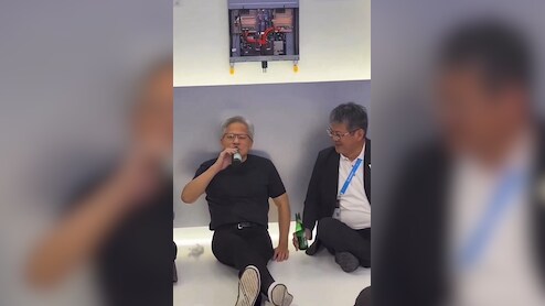 Nvidia CEO Jensen Huang Chats With Executive, Enjoys Beer While Sitting On Floor: Watch