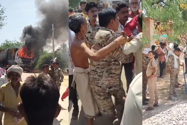 भिंड में तेज रफ्तार डंपरने युवक को कुचला, लोगों ने वाहन फूंका, पुलिस को खदेड़ा, चार थानों की फोर्स तैनात