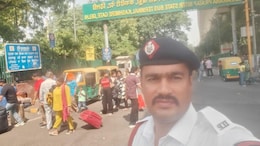 Delhi Cop Run Over By Truck. He Fell On Road After Speeding Scooter Hit Him