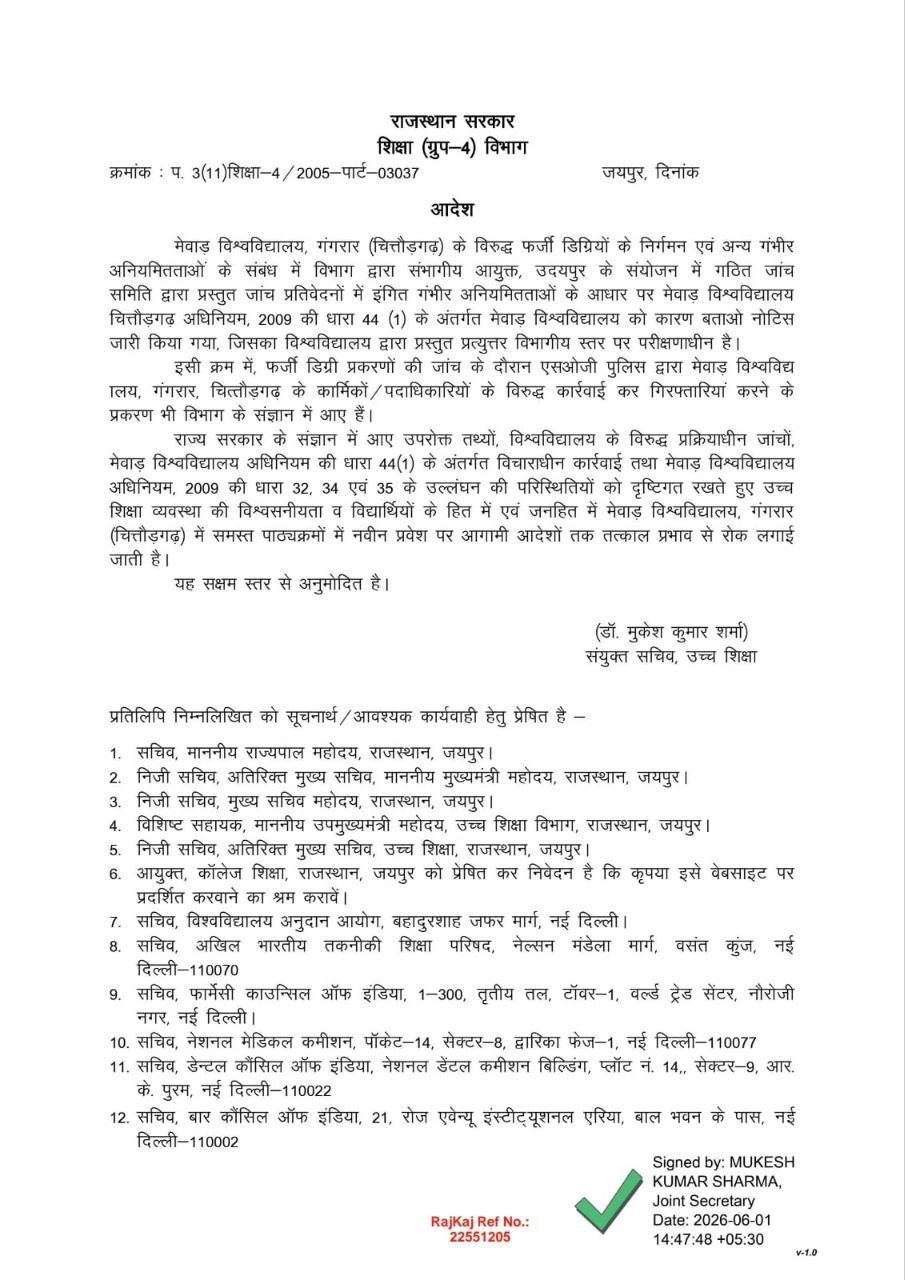 विभाग का नोटिस 