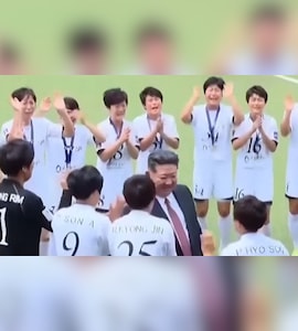 Viral Video: Kim Jong-Un Sports Rare Smile During North Korean Womens Football Teams Celebration