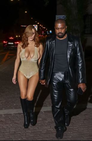 Bianca Censori Stuns In Gold Leotard And Black Boots During Night Out With Kanye West