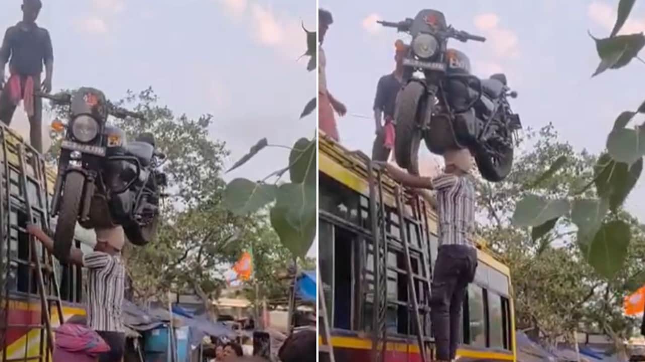 ये है असल जिंदगी का बाहूबली, सिर पर बुलेट बाइक उठाकर किया ऐसा काम, वीडियो देख दंग रह गए लोग
