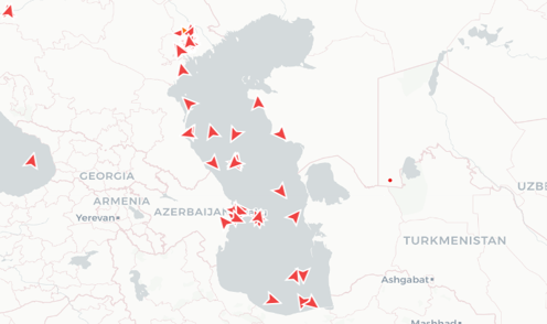 Russian ships, sanctioned by the West, are shipping in the Caspian Sea at the time of writing this article. Source: fleetleaks.com