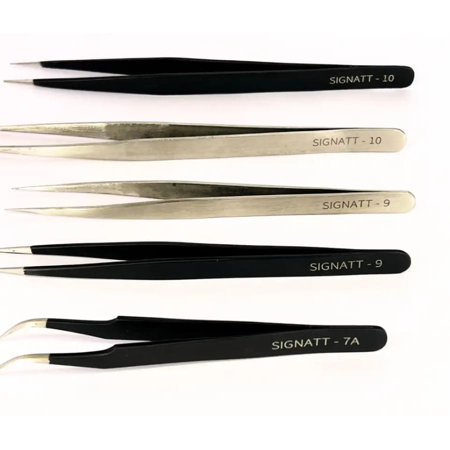 Click here to buy: SIGNATT 5 In 1 Tweezer Set Stainless Steel