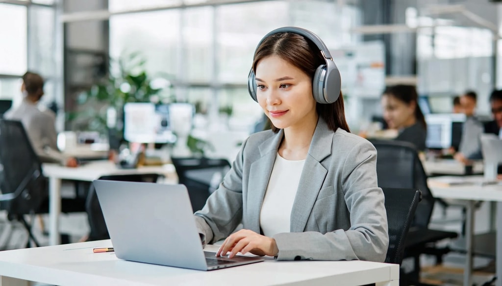 Enjoy cushioned ear cups and environmental noise cancellation for quiet work without a high price. Enjoy cushioned ear cups and environmental noise cancellation for quiet work without a high price.