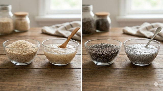 Isabgol and chia seeds are beneficial for bloating when consumed in moderation
