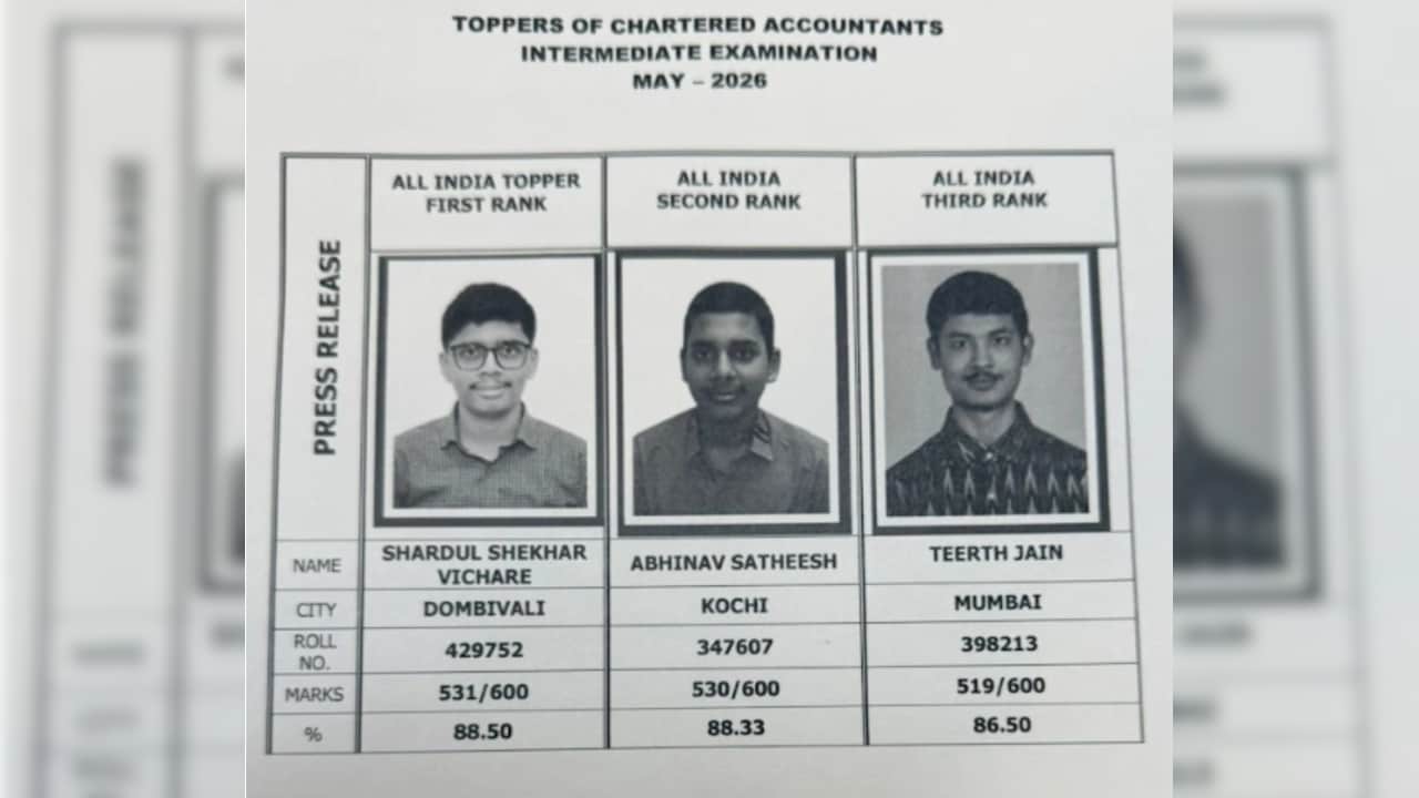 ICAI CA 2026 परीक्षा में डोंबिवली के शार्दुल शेखर विचारे ने किया टॉप, देख लीजिए पूरी लिस्ट